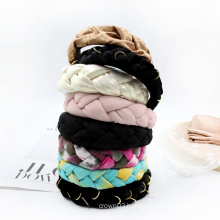 UNIQ Wholesale Customize High-end Silk/Leather Tie Dye Braid Headband Hair Accessoriies Braided Headbands Hairbands